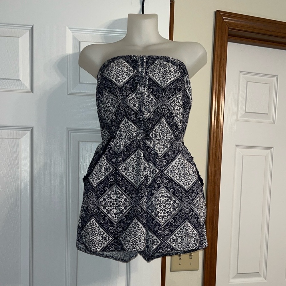 Trixxi Patchwork Strapless Romper
